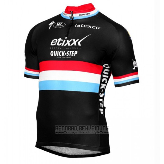 2017 Fahrradbekleidung Etixx Quick Step Champion Luxemburg Shwarz Trikot Kurzarm und Tragerhose